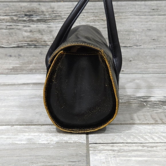 Vintage/Retro ANNE KLEIN Crackled Leather Papillon Satchel Style Handbag - Picture 6 of 14